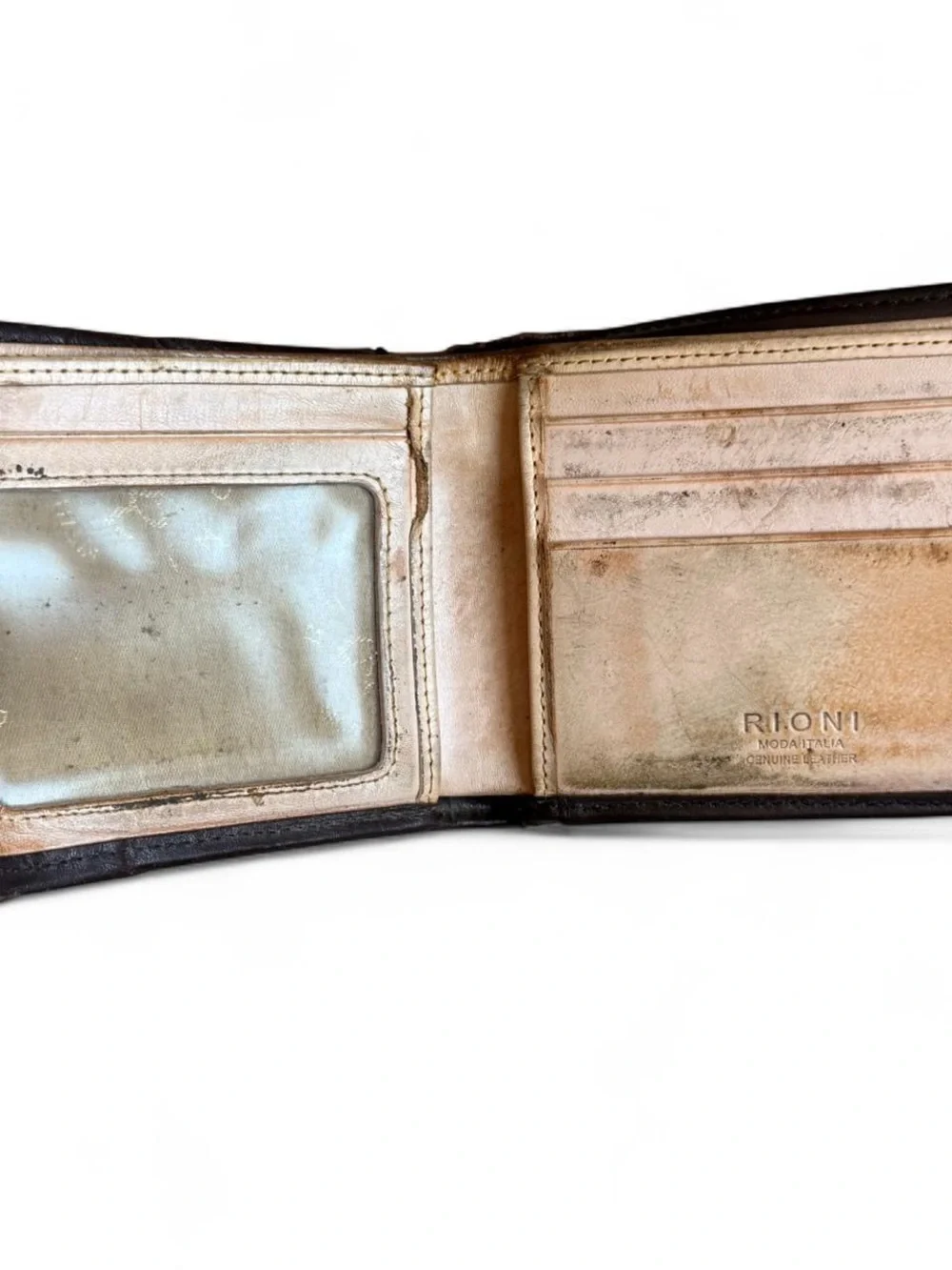 Rioni made in Italy Brown Monogram Leather Bi-Fold Wallet